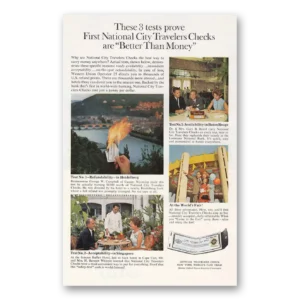 1964 First National City Bank Print Ad | Travelers Checks