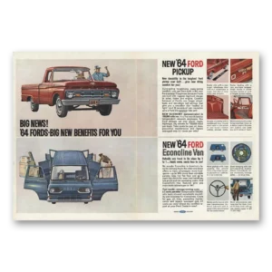 1964 Ford Pickup Print Ad | Big New Benefits