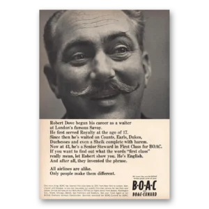 1964 BOAC Print Ad | Robert Dove Began Career As Waiter
