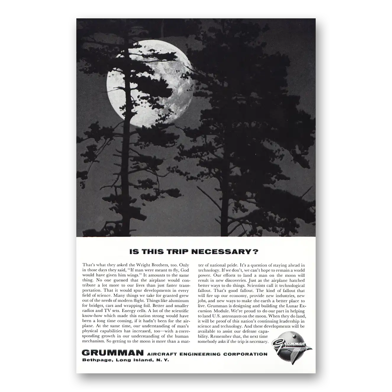 1964 Grumman Print Ad | Trip Necessary