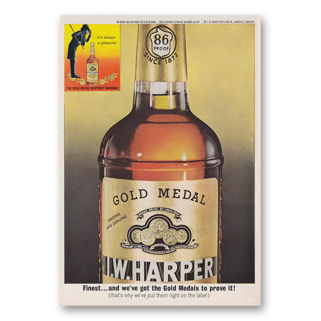 1964 I W Harper Whiskey Print Ad | Gold Medals