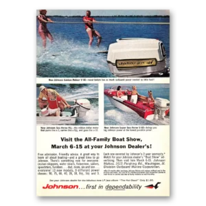 1964 Johnson Sea Horse Motors Print Ad | Family Boat Show