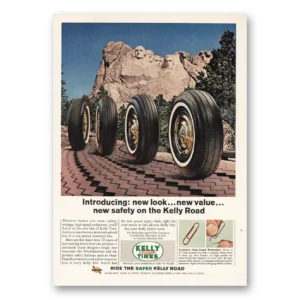 1964 Kelly Springfield Tires Print Ad | Mt Rushmore