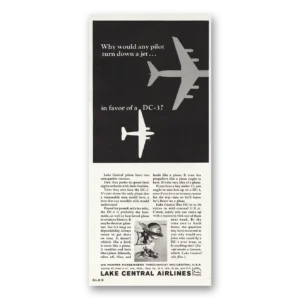 1964 Lake Central Airlines Print Ad | Pilot Turn Down Jet