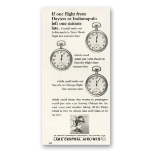 1964 Lake Central Airlines Print Ad | Dayton To Indianapolis