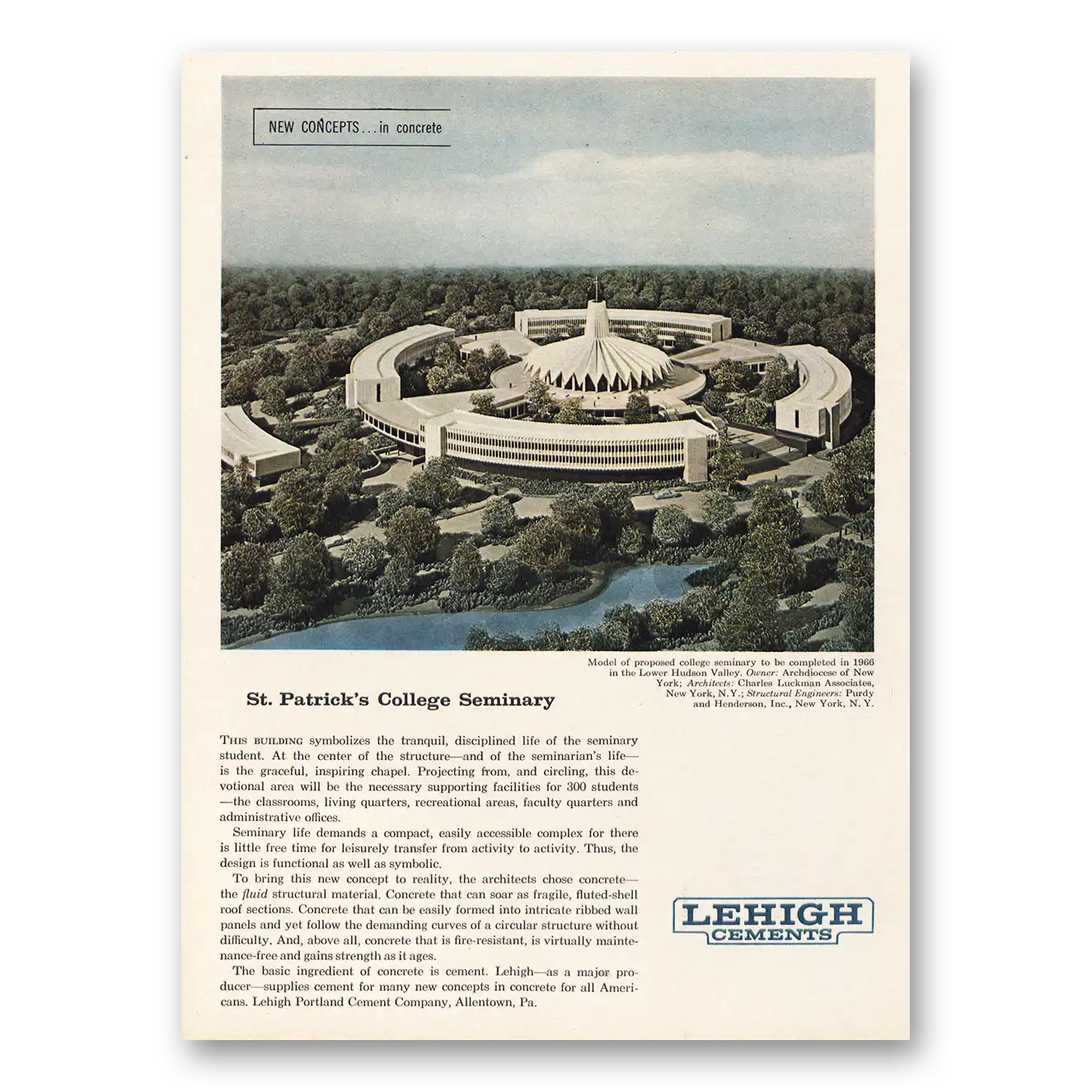 1964 Lehigh Cements Print Ad | St Patricks