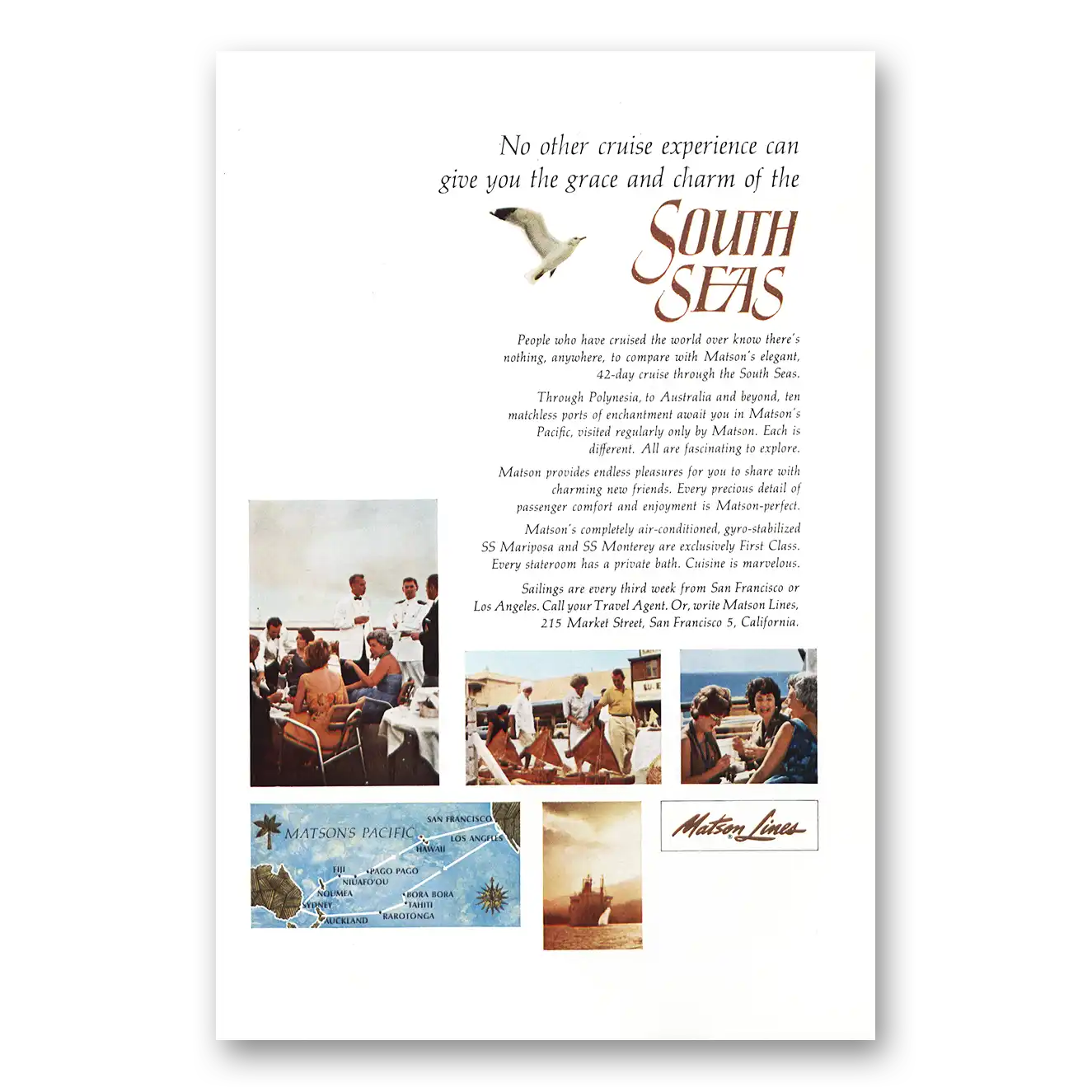 1964 Matson Line Print Ad | South Seas