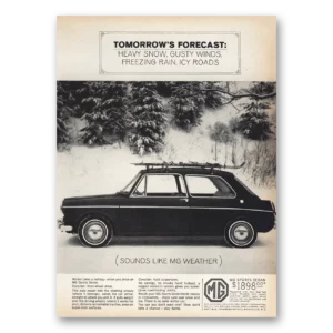 1964 MG Print Ad | Heavy Snow Gusty Winds