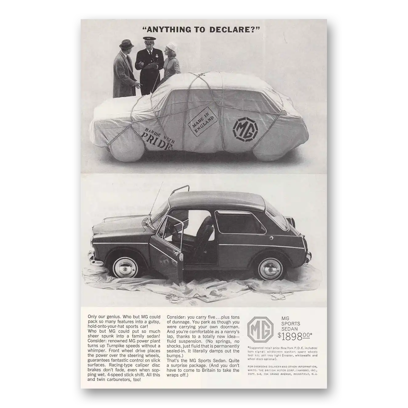 1964 MG Sports Sedan Print Ad | Anything Declare