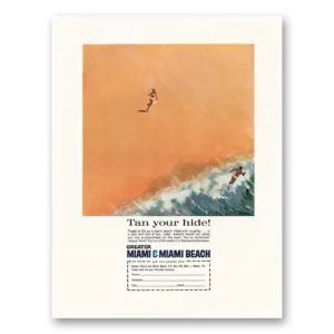 1964 Miami Beach Florida Print Ad | Tan Your Hide