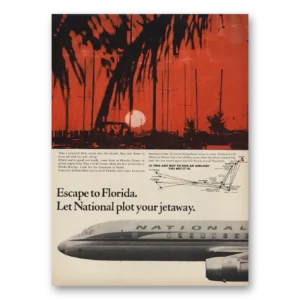 1964 National Airlines Print Ad | Escape To Florida Let National Plot Your Jetaway