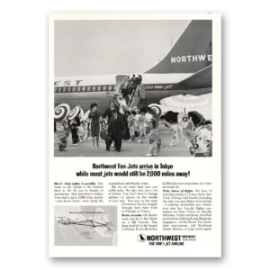 1964 Northwest Orient Airlines Print Ad | Fan Jets