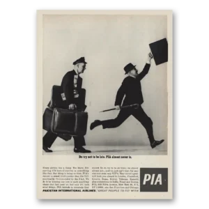 1963 Parkistan International Airlines Print Ad | Be Late