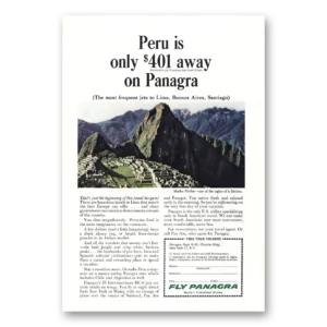 1964 Panagra Airlines Print Ad | Machu Picchu