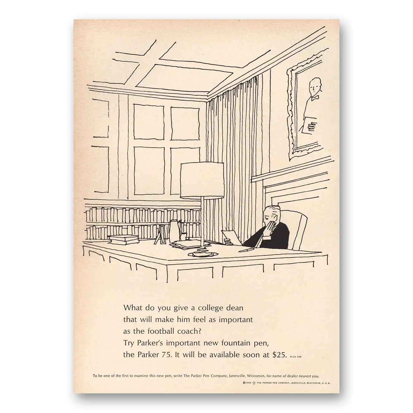 1964 Parker Pens Print Ad | Give College Dean