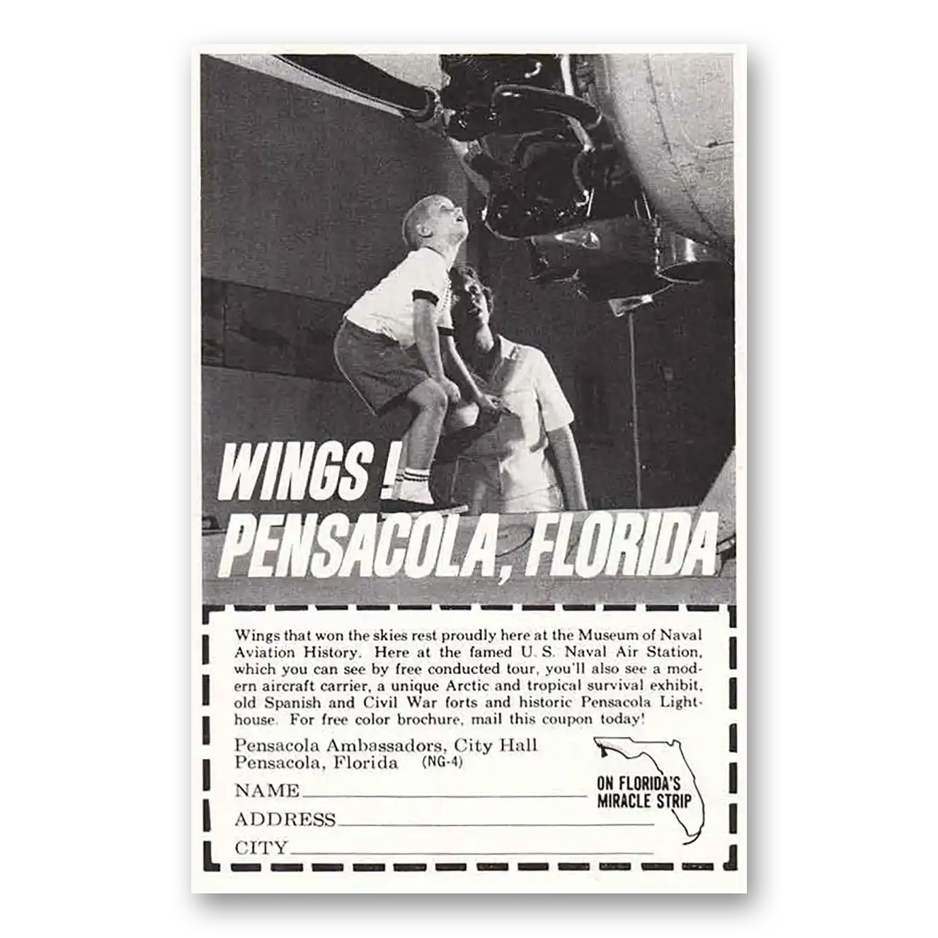 1964 Pensacola Florida Print Ad | Wings
