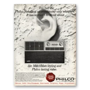 1964 Philco Air Conditioner Print Ad | Noiseless