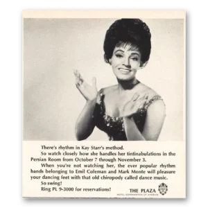 1964 Plaza Hotel Print Ad | Kay Starr Persian Room