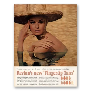 1964 Revlon Fingertip Tans Polish Print Ad | Tan All Over