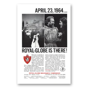 1964 Royal Globe Insurance Print Ad | Shakespeare Festival