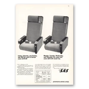 1964 SAS Scandinavian Airlines Print Ad | Seats