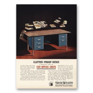 1964 Shaw Walker Print Ad | Clutter Proof Desk