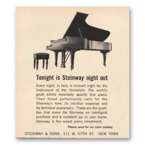 1964 Steinway Piano Print Ad | Tonight Steinway Night Out