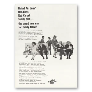 1964 United Airlines Print Ad | One Class Red Carpet