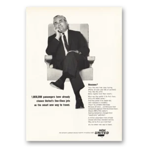 1964 United Airlines Print Ad | One Class Jets