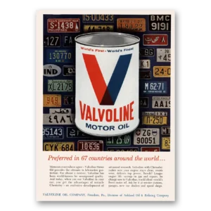 1964 Valvoline Motor Oil Print Ad | 67 Countries