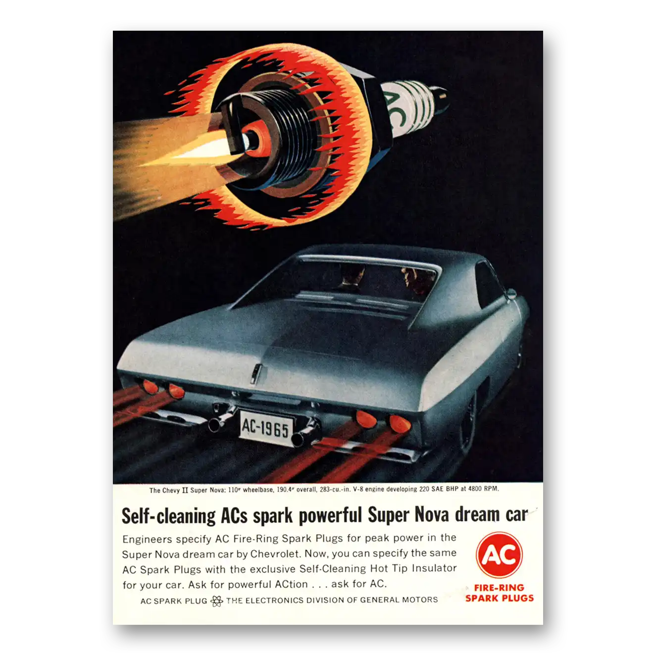 1965 AC Spark Plugs Print Ad | Super Nova