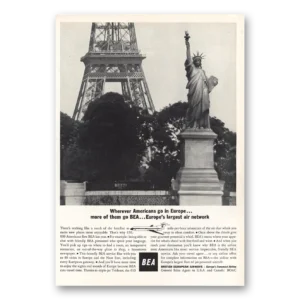1965 British European Airways Print Ad | Largest Air Network