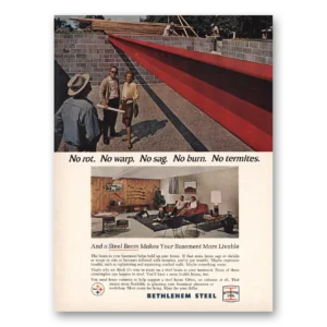 1965 Bethlehem Steel Print Ad | Sag Burn Termites