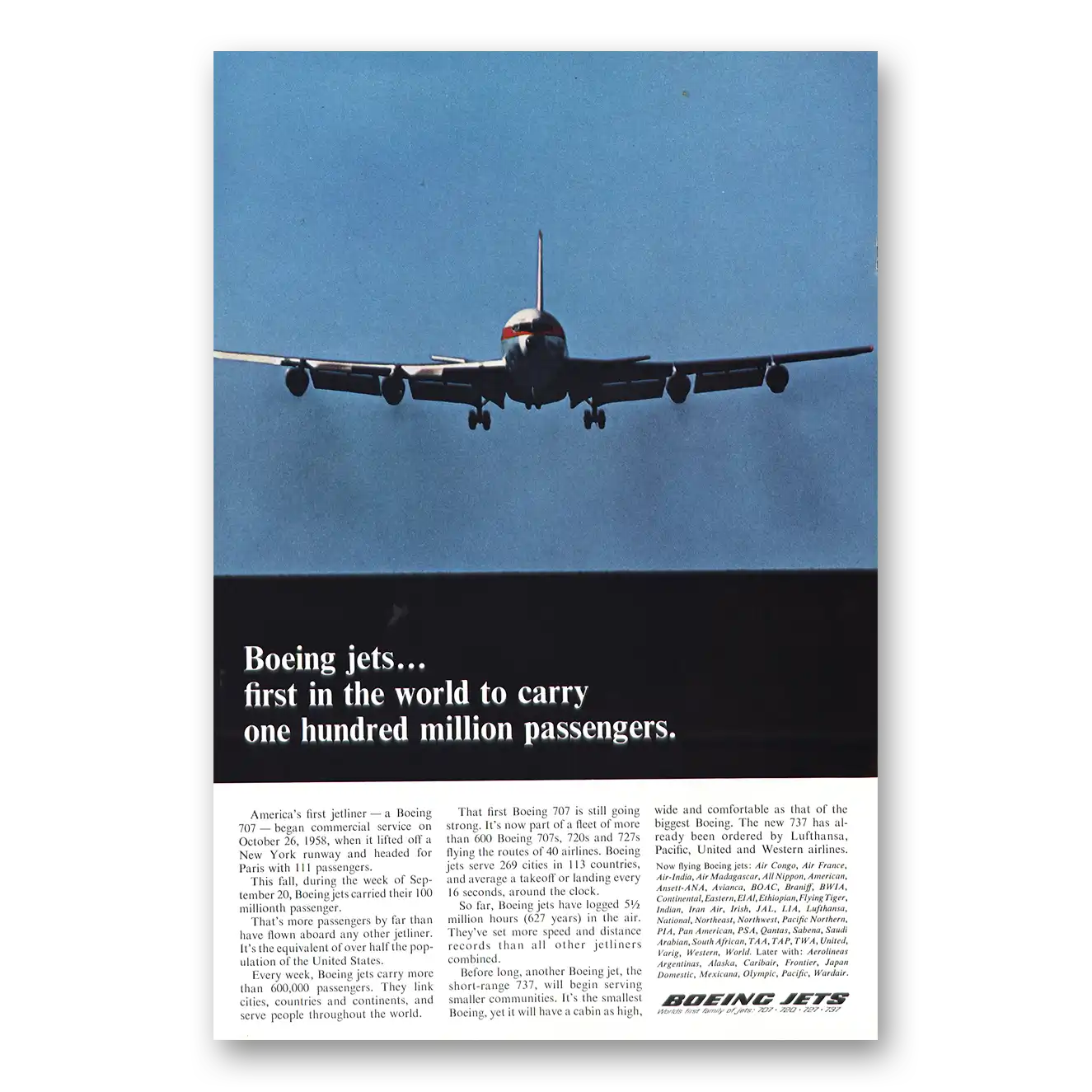 1965 Boeing Print Ad | One Hundred Million Passengers