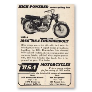 1965 BSA Motorcycles Print Ad | Thunderbolt