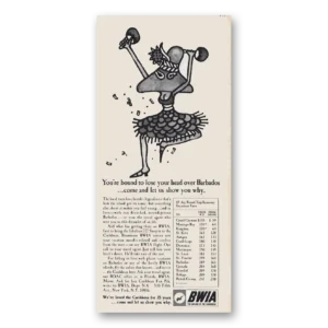 1965 BWIA Airline Print Ad | Barbados