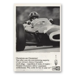 1965 Champion Spark Plugs Print Ad | Graham Hill