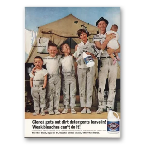 1965 Clorox Print Ad | Gets Out Dirt Detergents Leave In