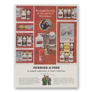 1965 Currier & Ives Mens Toiletries Print Ad | Christmas