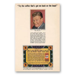 1965 Nestle Decaf Coffee Print Ad | Arthur Godfrey