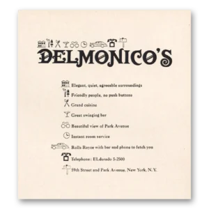 1965 Delmonicos Hotel New York Print Ad | Rolls Royce With Bar To Fetch You