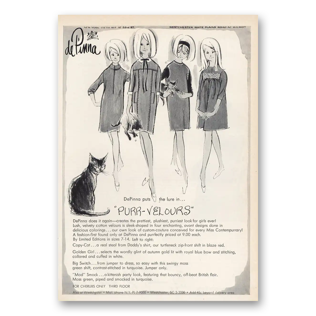 1965 DePinna Print Ad | Purr Velours