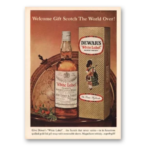 1965 Dewars White Label Print Ad | Welcome Gift