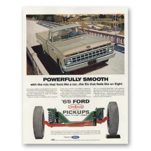 1965 Ford Pickup Print Ad | Powerfully Smooth Feels Like Car