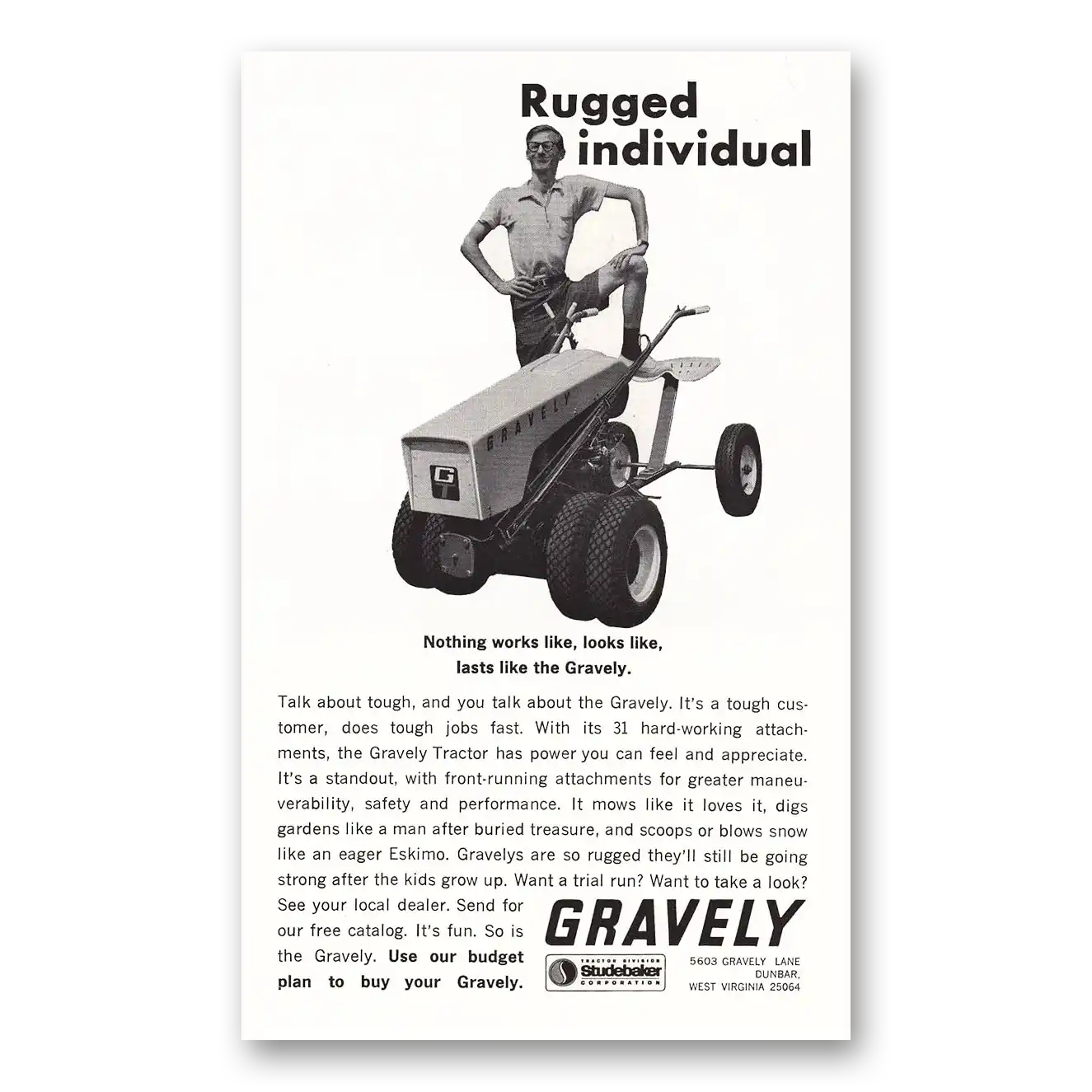 1965 Gravely Tractors Print Ad | Rugged Individual