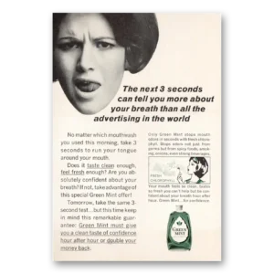 1965 Green Mint Mouthwash Print Ad | 3 Seconds