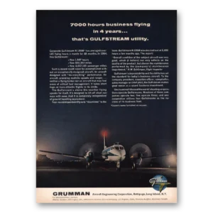 1965 Grumman Gulfstream Print Ad | 7000 Hours