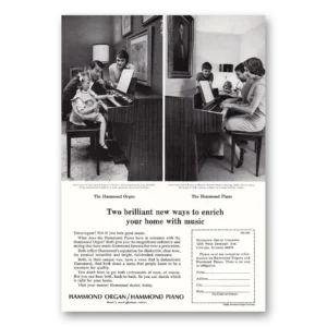 1965 Hammond Organ Print Ad | Two Brilliant New Ways