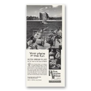 1965 Hilton Hawaiian Village Print Ad | Your Place Fun