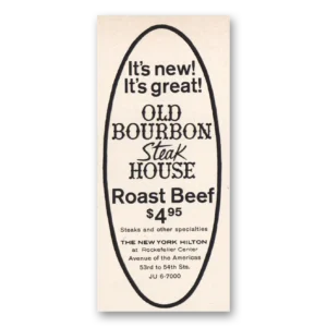 1965 Hilton Hotels Print Ad | Old Bourbon Steak House